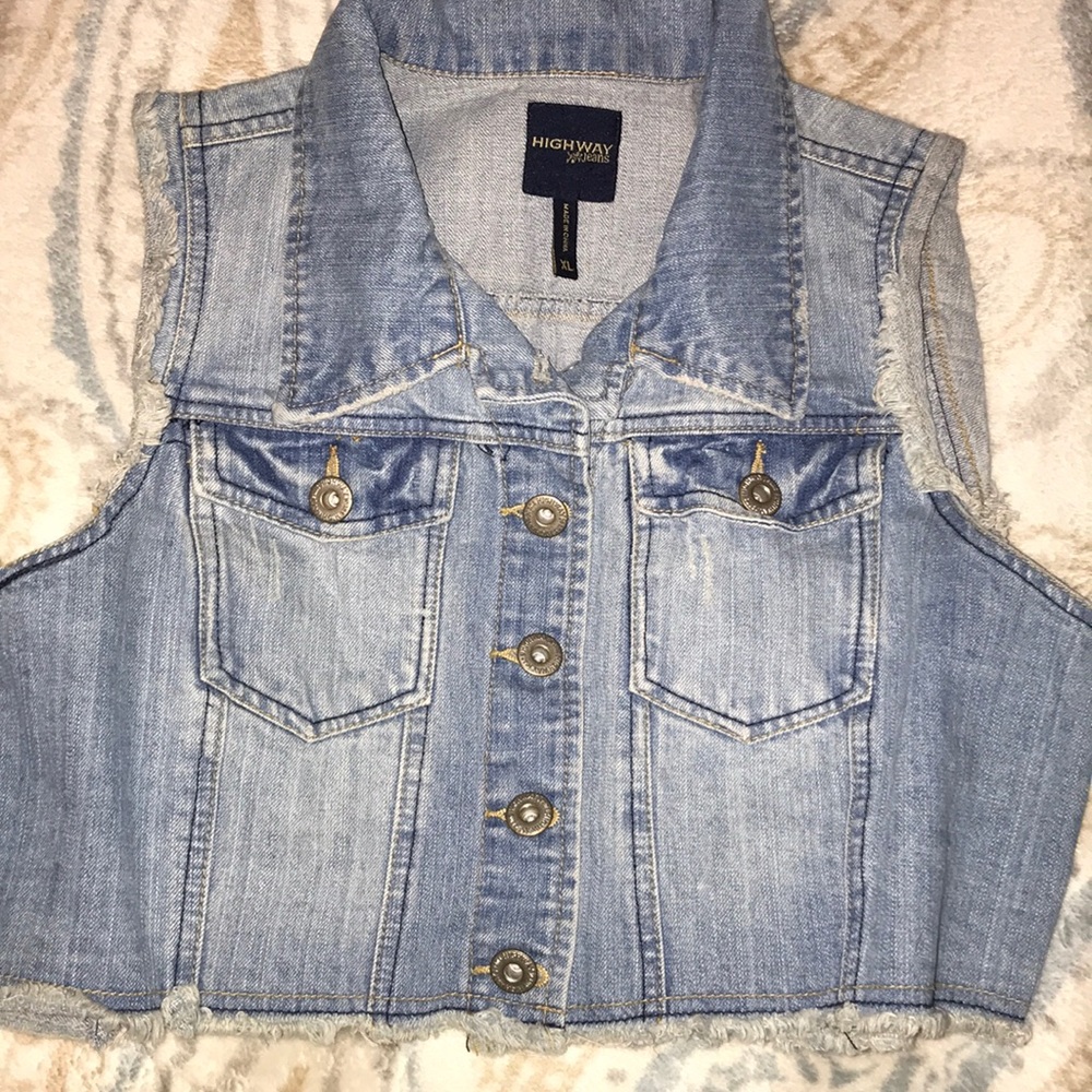 Frayed jean vest
